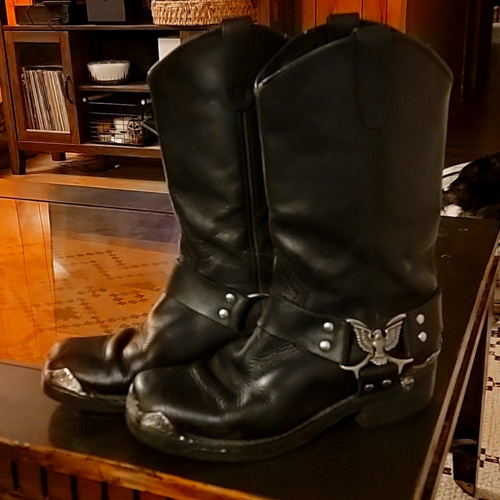 Black Vintage Dingo Harness Motorcycle Boot Size 10